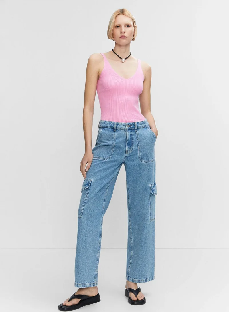 MANGO Ribbed Knitted Top