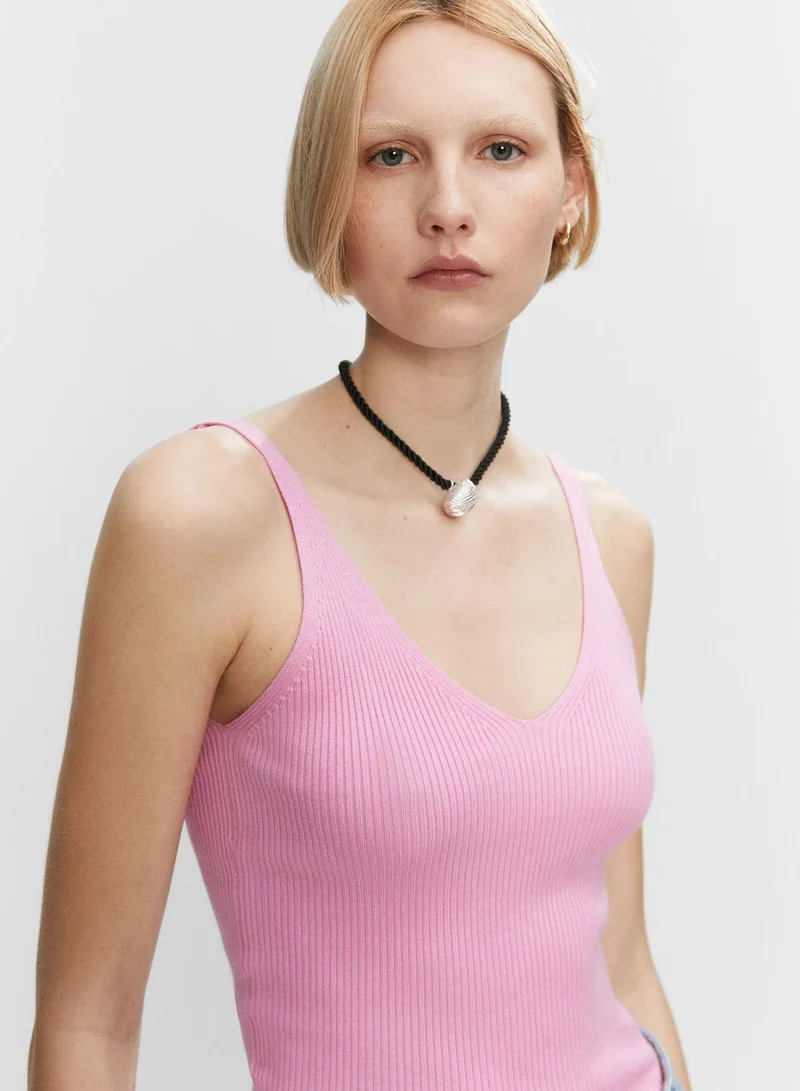 MANGO Ribbed Knitted Top