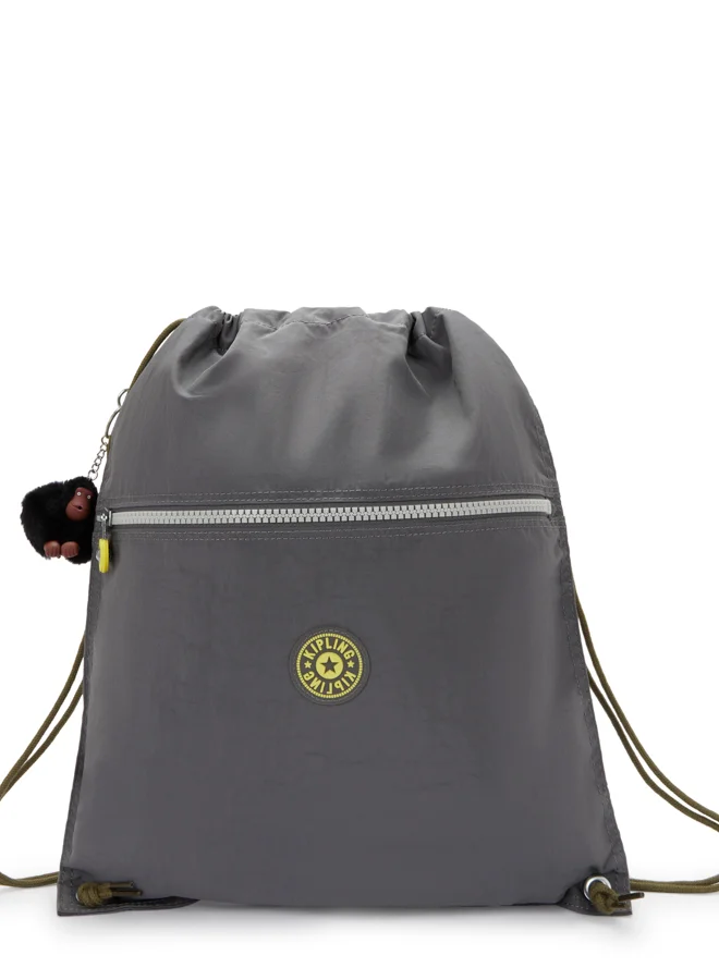 kipling Supertaboo Back To Grey Medium Backpack (With Drawstring) 09487-1Dx
