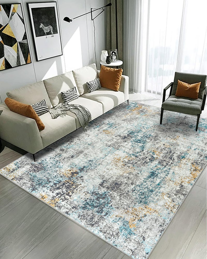 Gent drizz Area Rugs 5x7 Living Room: Large Soft Washable Rug Modern Abstract Anti-Skid Non-Shedding Carpet Indoor Floor Thin Carpets for Bedroom Dining Room Farmhouse Nursery Home Office Multi - Image 2