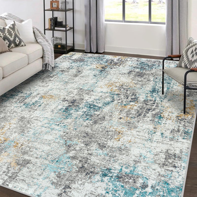 Gent drizz Area Rugs 5x7 Living Room: Large Soft Washable Rug Modern Abstract Anti-Skid Non-Shedding Carpet Indoor Floor Thin Carpets for Bedroom Dining Room Farmhouse Nursery Home Office Multi - Image 1