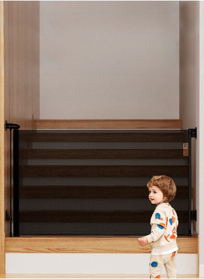 Prodigy Retractable Gate Fence Baby Children's Fence Puppy Pet Fence Indoor Stairway Safety Guardrail 85.6*140CM With Two Installation Methods  - Image 1