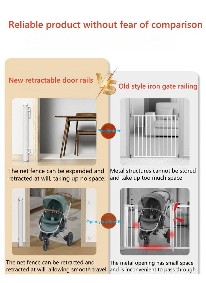 Prodigy Retractable Gate Fence Baby Children's Fence Puppy Pet Fence Indoor Stairway Safety Guardrail 85.6*140CM With Two Installation Methods  - Image 5
