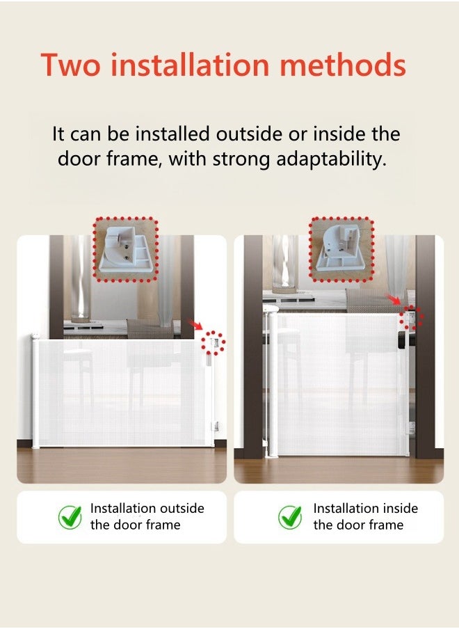 Prodigy Retractable Gate Fence Baby Children's Fence Puppy Pet Fence Indoor Stairway Safety Guardrail 85.6*140CM With Two Installation Methods  - Image 2