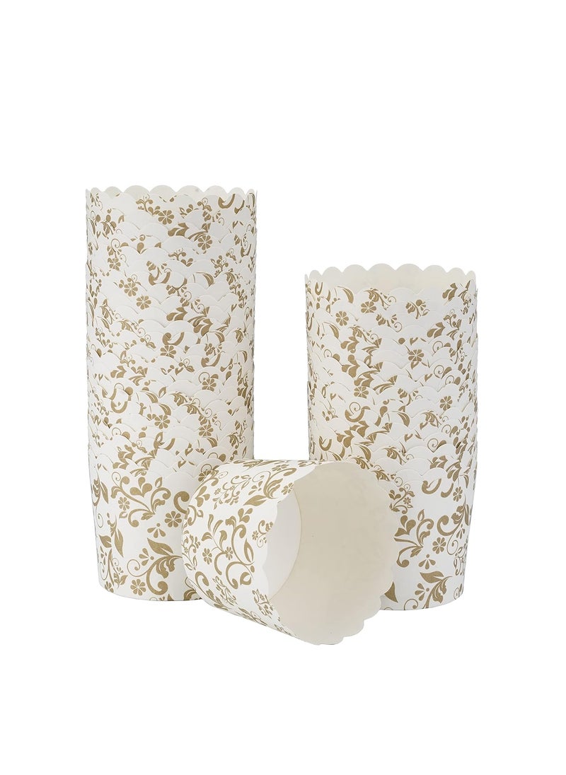 Esslly Esslly Muffin Paper Cup Baking Cup Cake Mould Disposable Set of 50 80 Grams Capacity Elegant Gold Floret Design Greaseproof Oven Safe Up to 220C  - Image 1