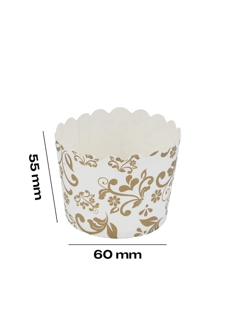 Esslly Esslly Muffin Paper Cup Baking Cup Cake Mould Disposable Set of 50 80 Grams Capacity Elegant Gold Floret Design Greaseproof Oven Safe Up to 220C  - Image 2