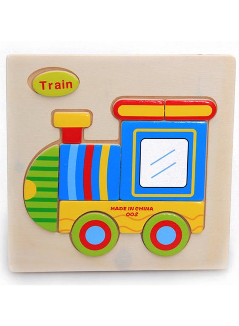 Children's Educational Wooden Cartoon Train Jigsaw Puzzles Suitable Gift Bag Pack - Image 1