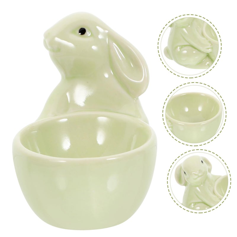 White Ceramic Rabbit Egg Holder Decorative Tabletop Kitchen Decor For Easter Gifts - Image 4