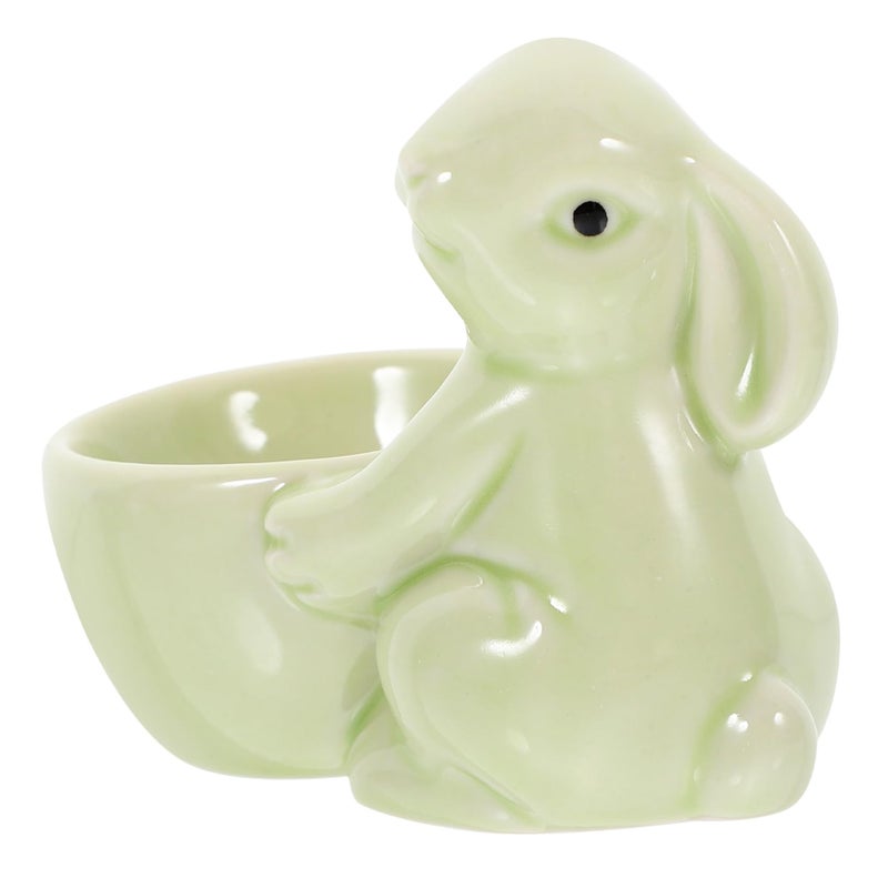 White Ceramic Rabbit Egg Holder Decorative Tabletop Kitchen Decor For Easter Gifts - Image 2