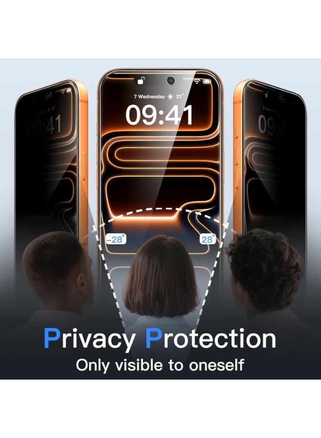 BORTONY iPhone 17 Pro Max Privacy Tempered Glass Anti-Spy 2+2 Pack with Camera Lens Tempered Glass 9H Hardness Anti-Glare Case Friendly Privacy 17 Pro Max - Image 3