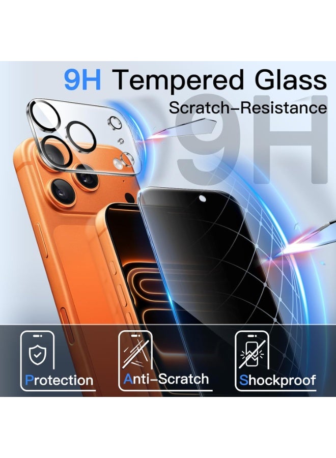 BORTONY iPhone 17 Pro Max Privacy Tempered Glass Anti-Spy 2+2 Pack with Camera Lens Tempered Glass 9H Hardness Anti-Glare Case Friendly Privacy 17 Pro Max - Image 4