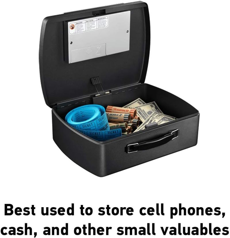 SentrySafe Portable Black Safe Box with Digital Keypad Lock, Small Steel Travel Safe with Carrying Handle for Money, Passport, 0.21 Cubic Feet, 4.4 x 13 x 10 Inches, P021E - Image 3