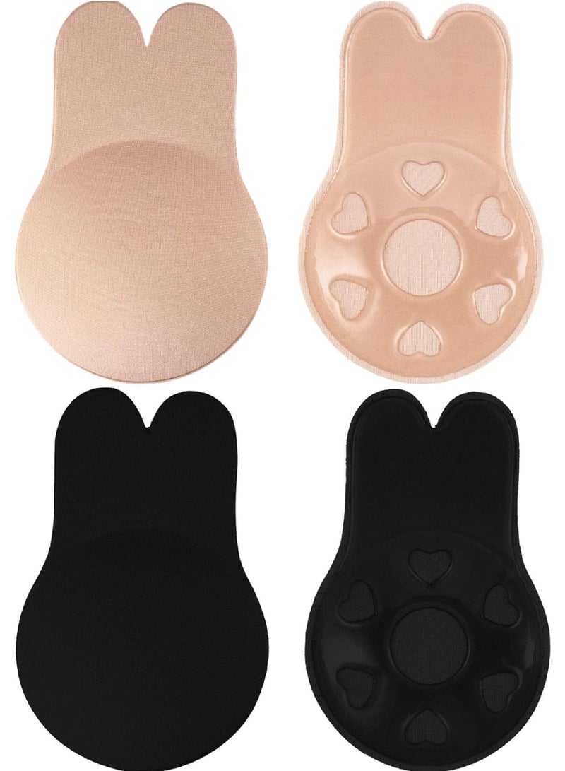 Rock Pow 2 Pair Women Rabbit Strapless Invisible Bra Covers Sticky Adhesive Bra Invisible Reusable Strapless Backless Bra
