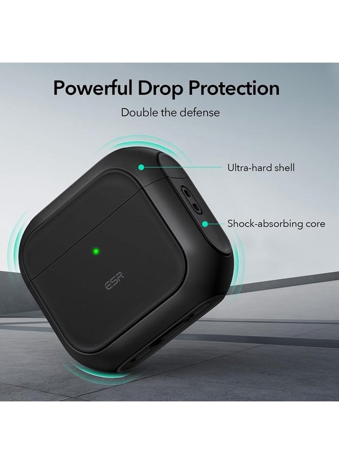 ESR - for AirPods 4 Case, Compatible with AirPods 4th Generation Case (2024) (USB-C), Compatible with MagSafe, Drop Protection Cover with Lanyard, Magnetic Lid Lock, Orbit Hybrid Case, Black - Image 1