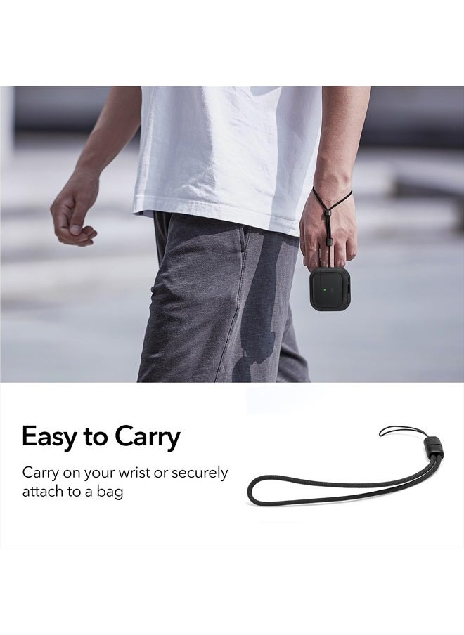ESR - for AirPods 4 Case, Compatible with AirPods 4th Generation Case (2024) (USB-C), Compatible with MagSafe, Drop Protection Cover with Lanyard, Magnetic Lid Lock, Orbit Hybrid Case, Black - Image 1