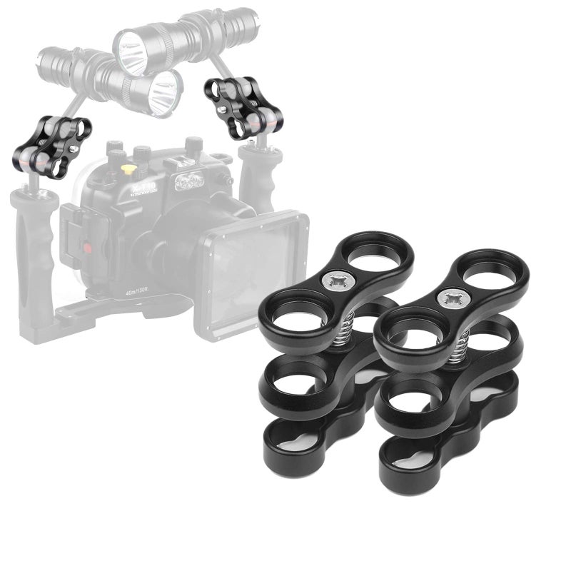 WLPREOE 2 PCS x 1" Inch Aluminum Standard Long Ball Clamp Mount for Underwater Diving Light Arm System,Work with Ram Mounts - Image 1