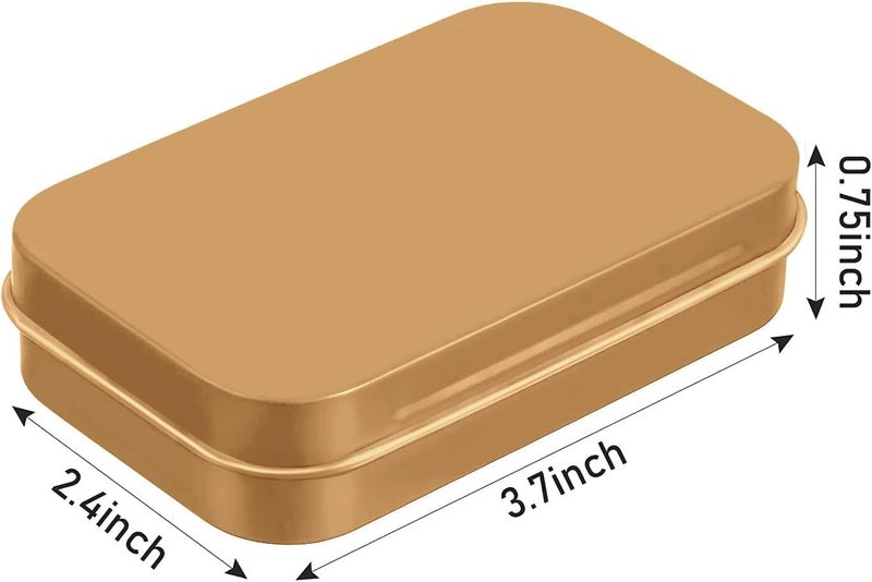 Hulless 12 Pcs Metal Hinged Tin Box Container Mini Portable Small Storage Container Kit with Lid for Home Storage 3.7 x 2.3 x 0.8 Inch, Gold - Image 2