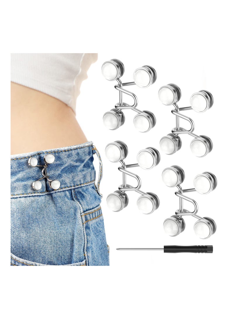 Jeans Button Replacement, Jean Button Pins, Detachable, No Sewing Required Instant Adjustable Button, Pant Waist Tightener for Jeans Fit Instant Button, Contains Removable Screwdriver  - Image 2