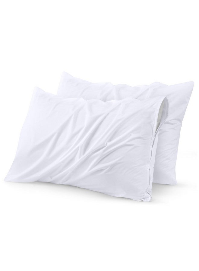 Utopia Bedding Waterproof Pillow Protectors Zippered Queen Size (2 Pack, White), Zippered Pillowcases, Bed Bug Proof Pillow Encasement Covers 20 x 28 Inches - Image 1