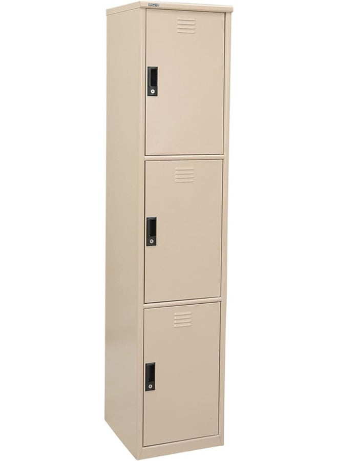 RIGID Steel Curved 3 Doors Locker Beige 180x38x46.5cm  - Image 3