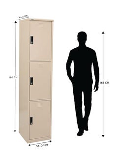 RIGID Steel Curved 3 Doors Locker Beige 180x38x46.5cm  - Image 2