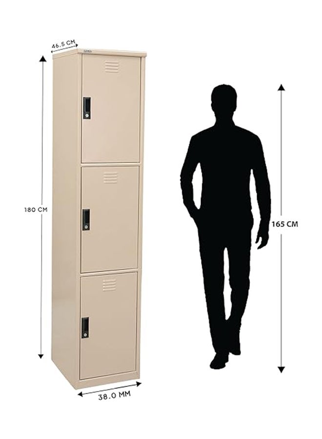 RIGID Steel Curved 3 Doors Locker Beige 180x38x46.5cm  - Image 2