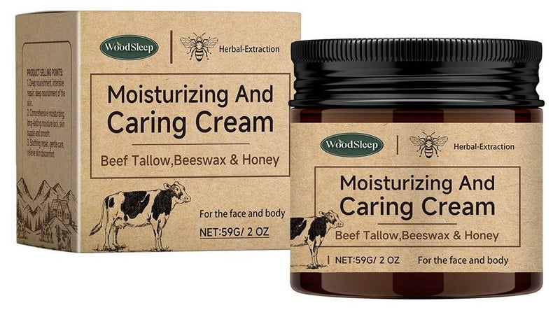 WoodSleep Beef Tallow Honey Balm - Beef Tallow for Skin with Beef Tallow,Beeswax and Honey,Moisturizing, Caring and AntiAging ,Grass Fed Beef Tallow Face Cream (2OZ) - Image 1