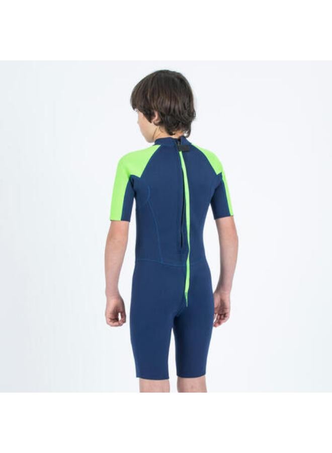 OLAIAN Kids’ surfing shorty suit 1.5 mm - YULEX100 blue green  - Image 4
