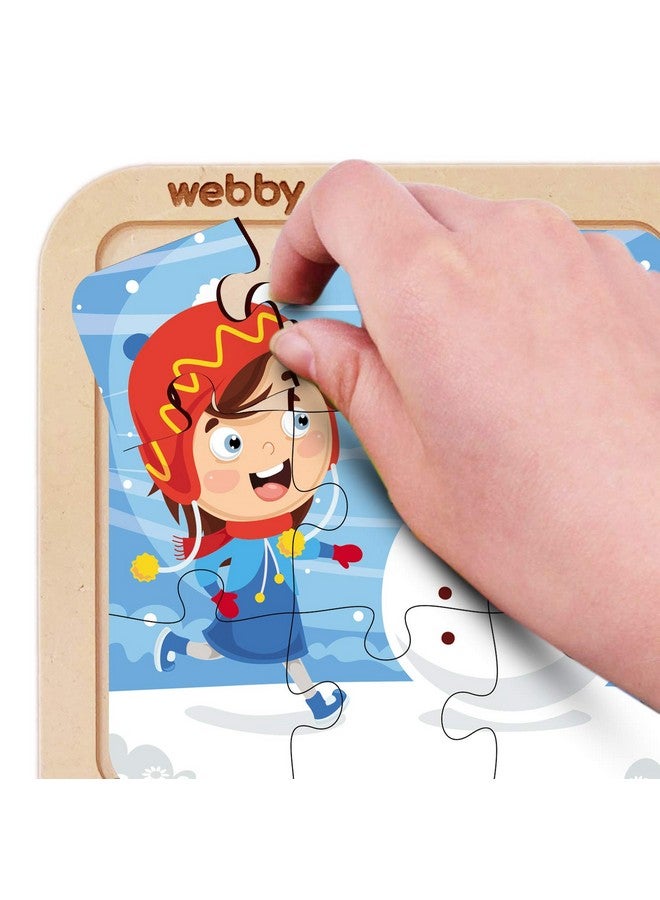 Webby Baby 4 in 1 Weather Season Wooden Puzzle Toy, 36 Pcs - Image 2