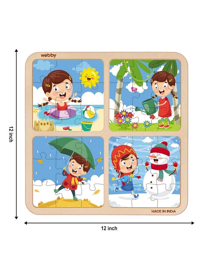 Webby Baby 4 in 1 Weather Season Wooden Puzzle Toy, 36 Pcs - Image 3