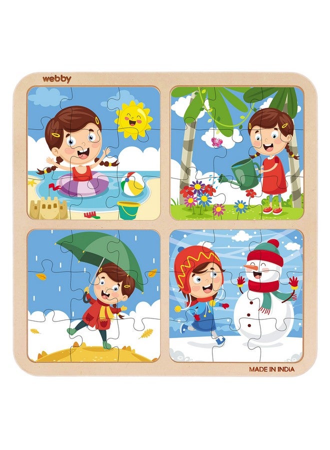 Webby Baby 4 in 1 Weather Season Wooden Puzzle Toy, 36 Pcs - Image 1