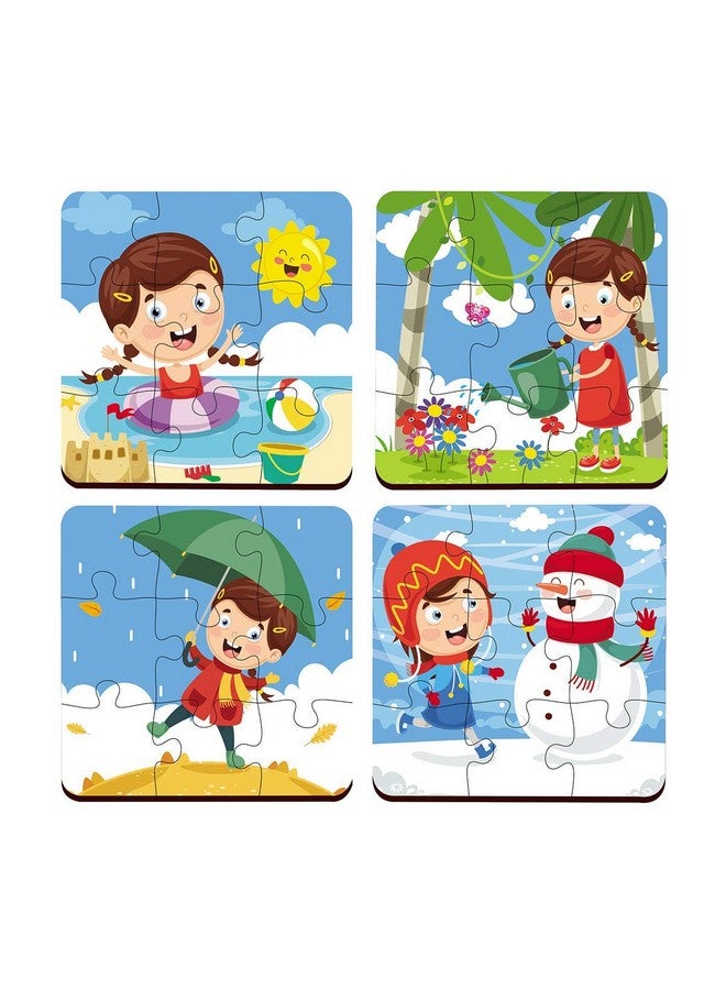 Webby Baby 4 in 1 Weather Season Wooden Puzzle Toy, 36 Pcs - Image 4
