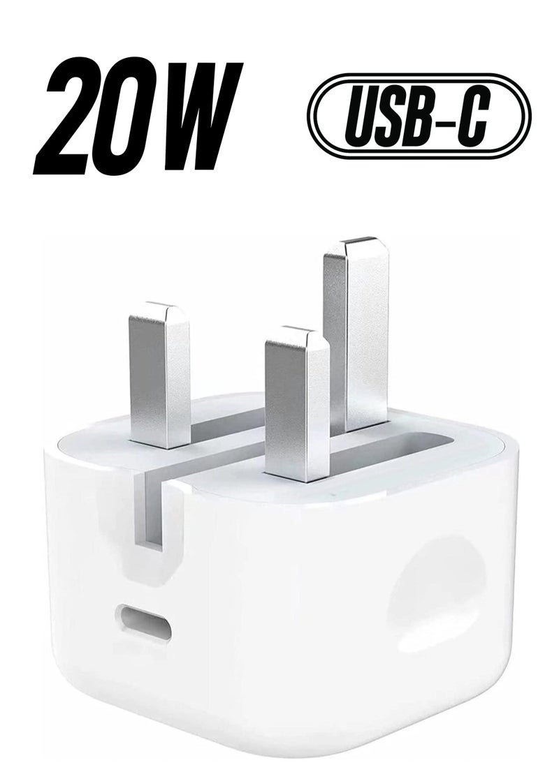 Generic - Type C Fast Charger PD 20W Power Adapter for iPhone 13 12 11 14 Series Plug PD Power Adapter Wall Plug Compatible with iPhone 14 13 13pro 12 Pro Max 12 Mini SE White - Image 1