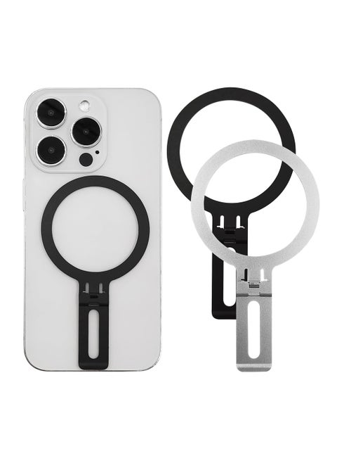 2 Pack Universal Metal Ring Adapters and 2 in 1 Phone Holder, Ultra Thin Rings Sticker Compatible with Magsafe Accessories for iPhone 15/14 Pro Max Mini Galaxy Car Charger Wireless Charging