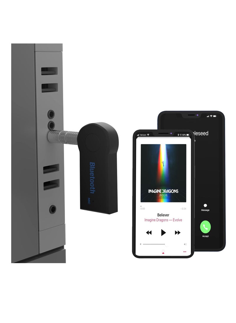 Y&D Bluetooth Adapter for Car Aux Wireless 4.0 Adapters, 2 Pcs Low Latency Noise Cancelling Audio Receiver Home Stereo,Wired Headphones,Hands-Free Call,Dual Device,Connection,Speakers,Black  - Image 2