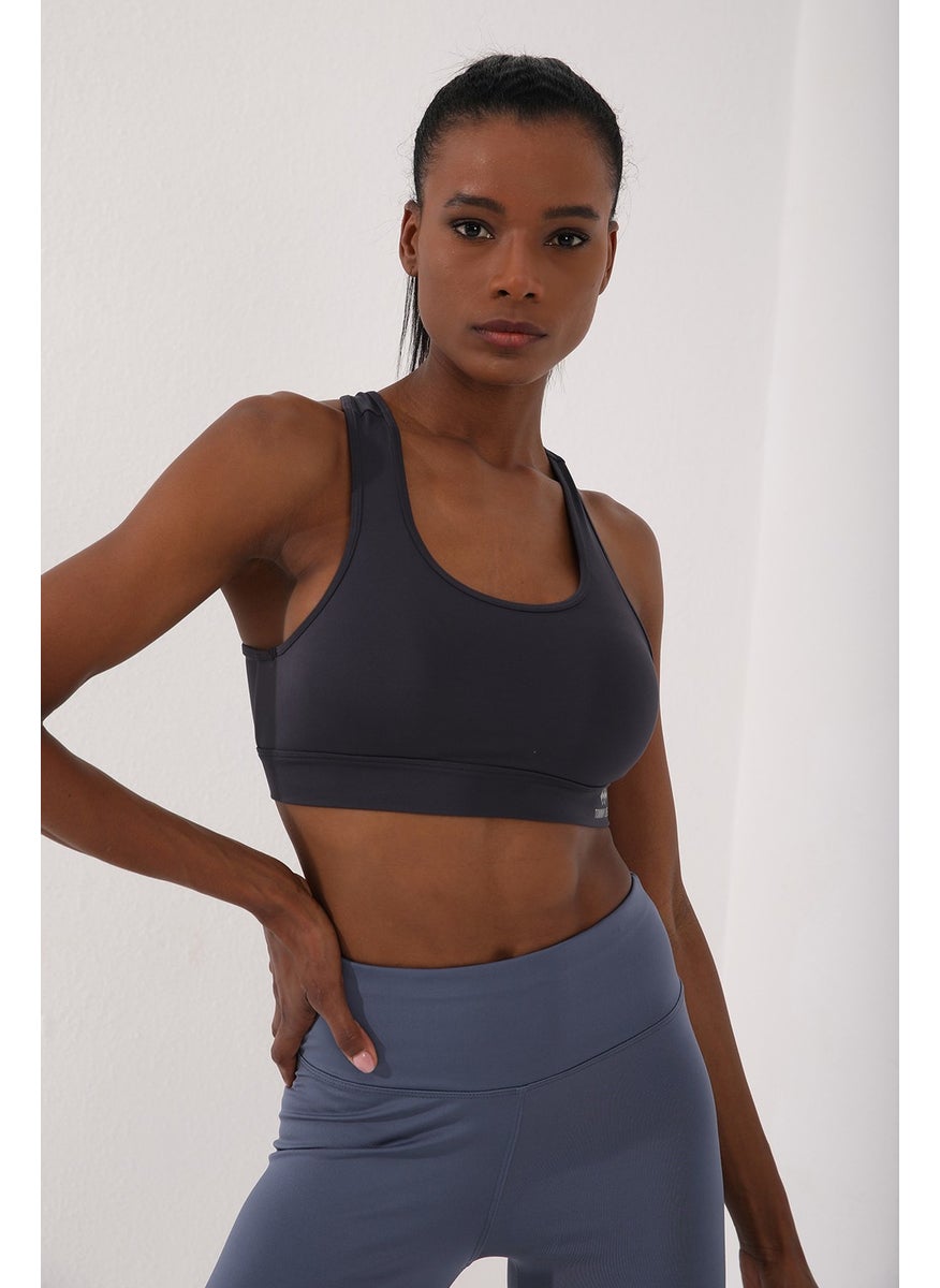 Tommy Life Anthracite Women's Back Detail Slim Fit U Neck Sports Bustier - 97120  - Image 3