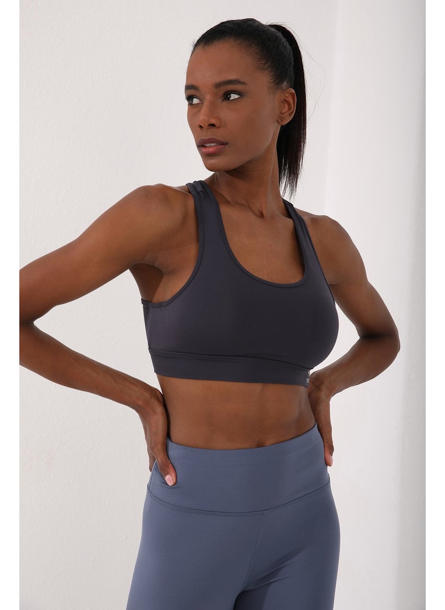 Tommy Life Anthracite Women's Back Detail Slim Fit U Neck Sports Bustier - 97120  - Image 4