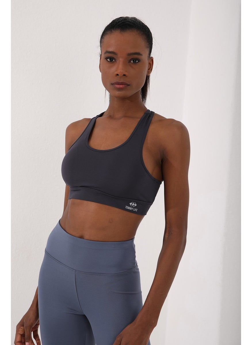 Tommy Life Anthracite Women's Back Detail Slim Fit U Neck Sports Bustier - 97120  - Image 2
