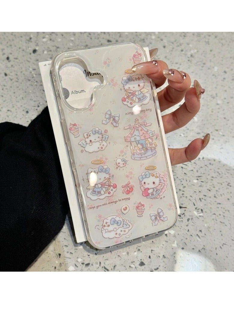 NIBEMINENT Summer Puppy Protective TPU Case Cover For iPhone 16 Pro, Angel Kitty
