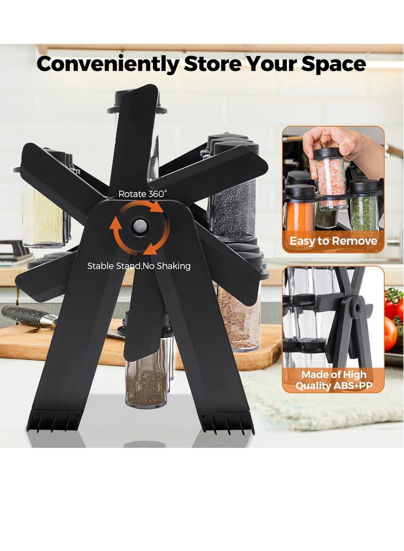 ROEIEIS 360° Rotating Spice Rack Organizer with 18 Jars - Countertop & Cabinet Storage Solution, Includes Spice Labels & Marker Pens for Kitchen Accessories  - Image 2