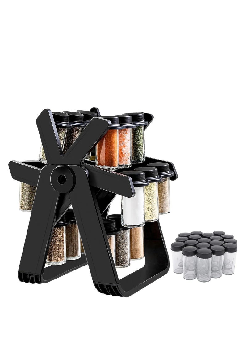 ROEIEIS 360° Rotating Spice Rack Organizer with 18 Jars - Countertop & Cabinet Storage Solution, Includes Spice Labels & Marker Pens for Kitchen Accessories  - Image 1