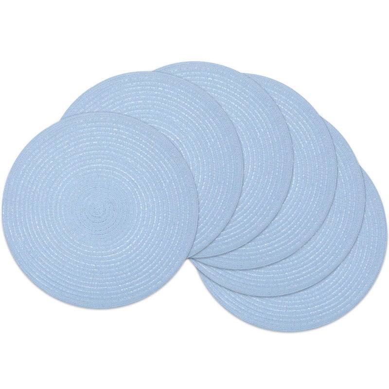 SHACOS Round Braided Placemats Set of 6 Round Table Mats for Dining Tables 15 inch Light Blue 6