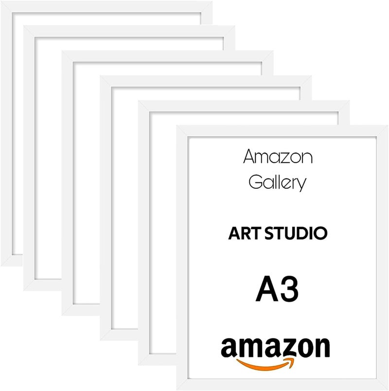 Photo Frame Set, A3 Size 30x40 cm, Wall-Mounted, Pack of 6 (White-M-) - Image 1