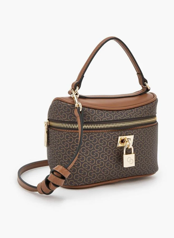 Celeste TAN Monogram Print Crossbody Bag With Detachable Strap for Women | Best Price UAE