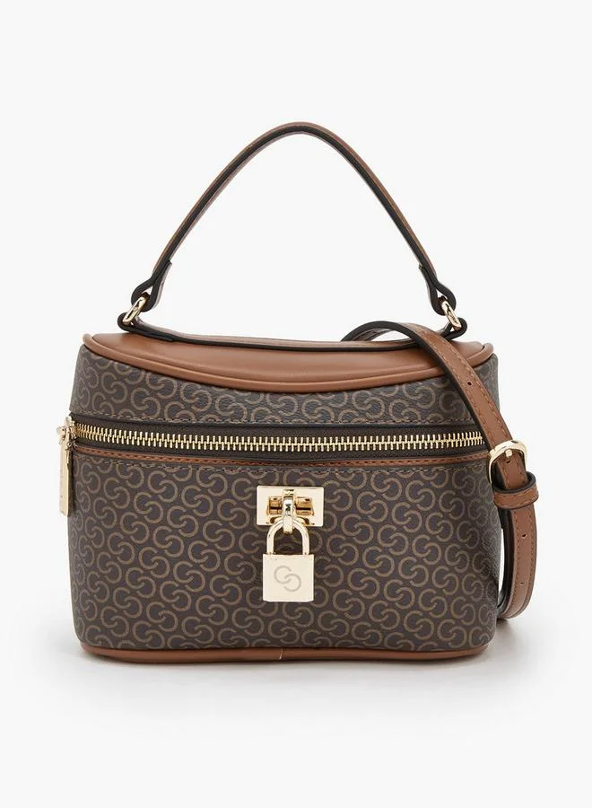 Monogram Print Crossbody Bag With Detachable Strap