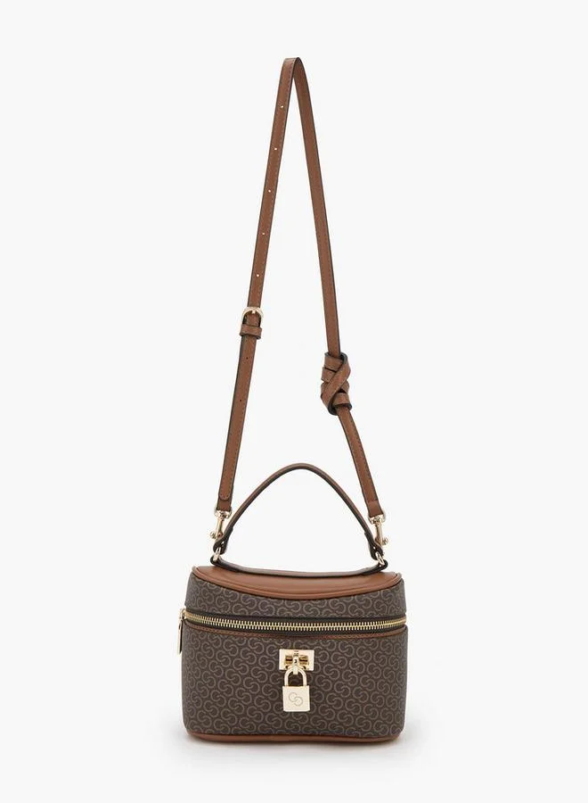 Celeste TAN Monogram Print Crossbody Bag With Detachable Strap for Women | Best Price UAE