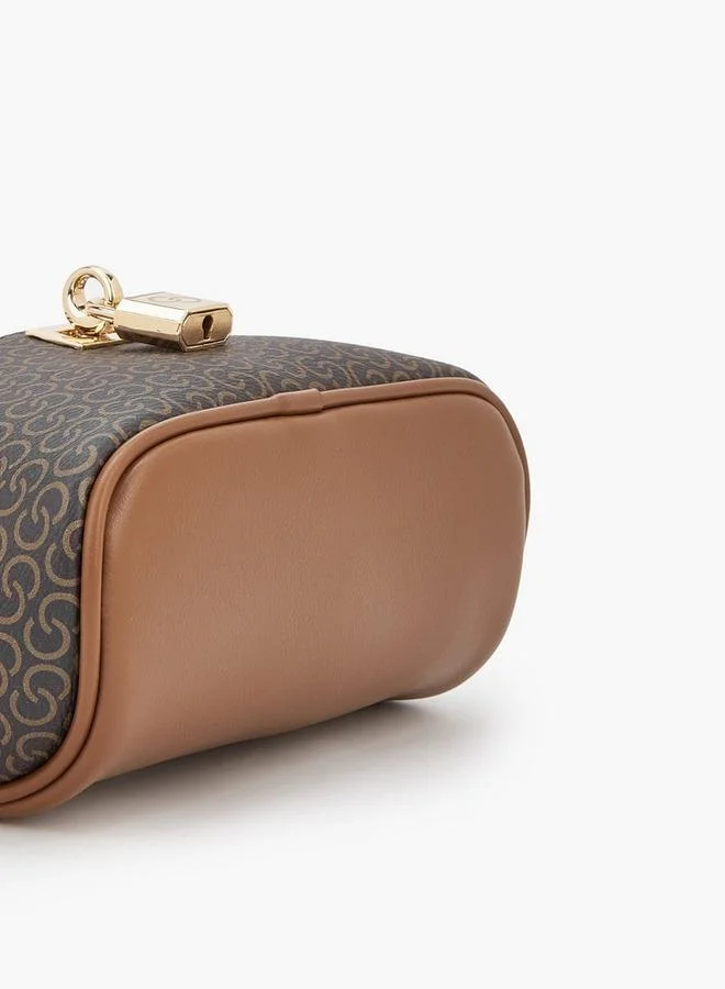 Celeste TAN Monogram Print Crossbody Bag With Detachable Strap for Women | Best Price UAE