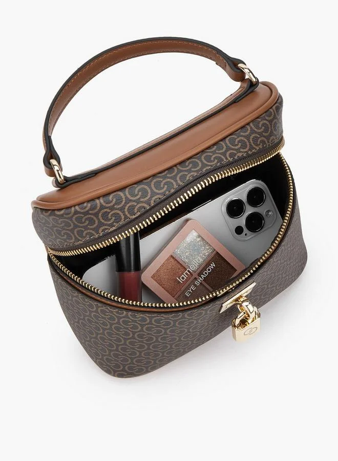 Celeste TAN Monogram Print Crossbody Bag With Detachable Strap for Women | Best Price UAE
