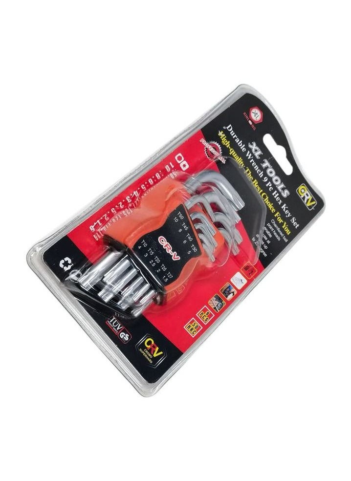 XL - Chromium Vanadium  Allen Key Set, Professional Repair Tools Set Hex Key Set 9Pcs - Image 1