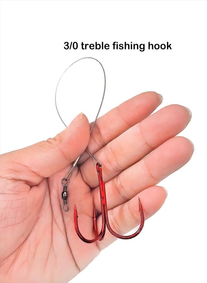 Laxygo 5-10pcs Fishing Treble Hook with Leader Nylon Coated Fishing Wire Leader with Swivel 3/0 2/0 1/0 1# 2# 4# 6# (Gray Leader, 1#-10pcs) - Image 2